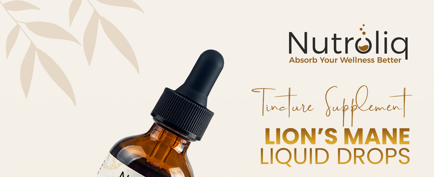 nutroliq lion's mane liquid drops tincture supplement lions liquid drops mushroom extract maine