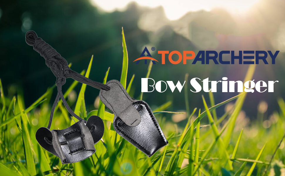 TOPARCHERY Traditional Leather Bow Stringer Recurve Long Bow Rope