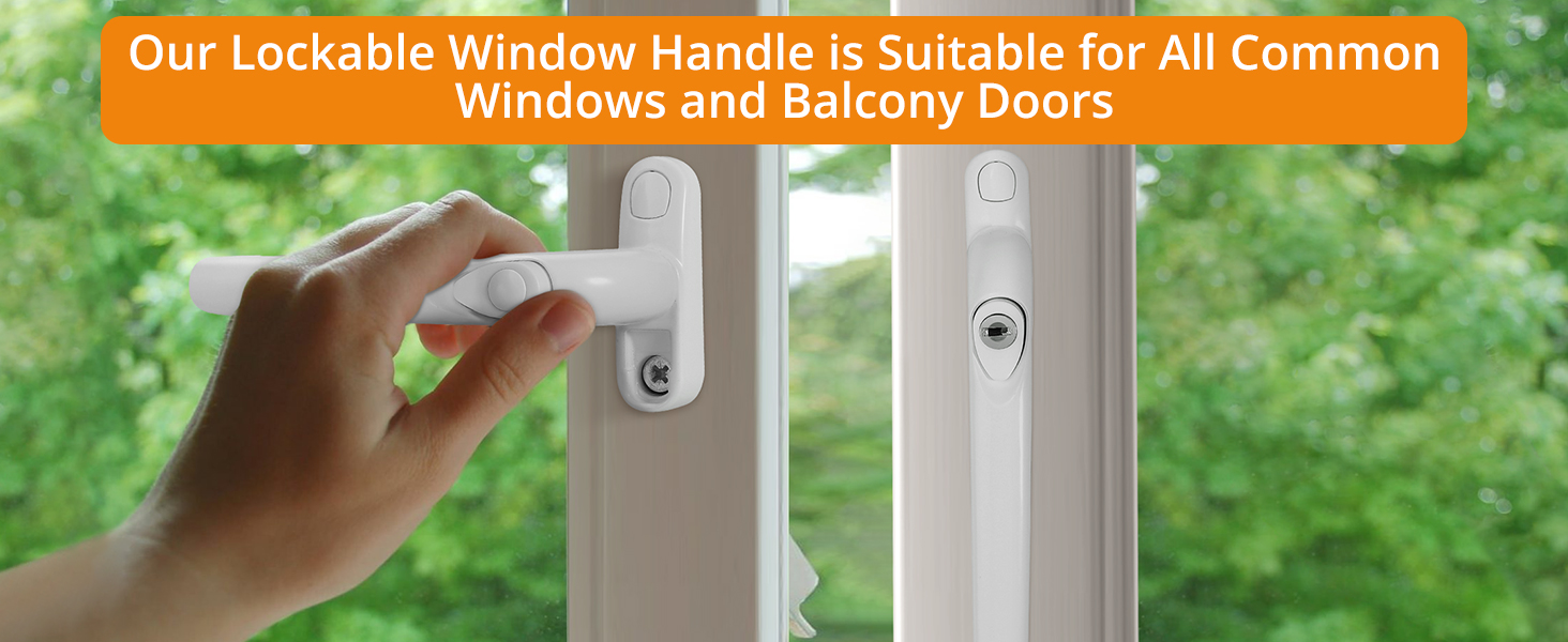 Neoteck 2Pcs Window Handle Universal Espag Key Locking Lockable Double