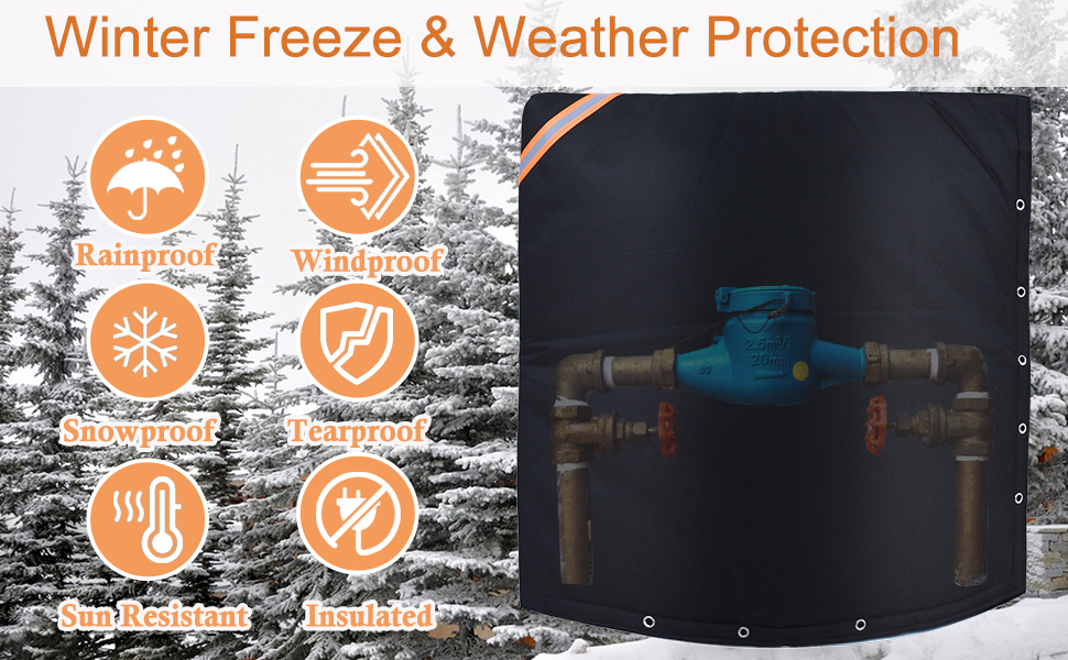 Outdoor Backflow Preventer Cover Insulated Pouch Black Sprinkler