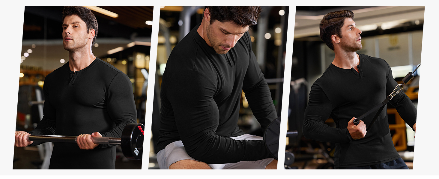 JMIERR Mens Muscle Slim Henley Shirt