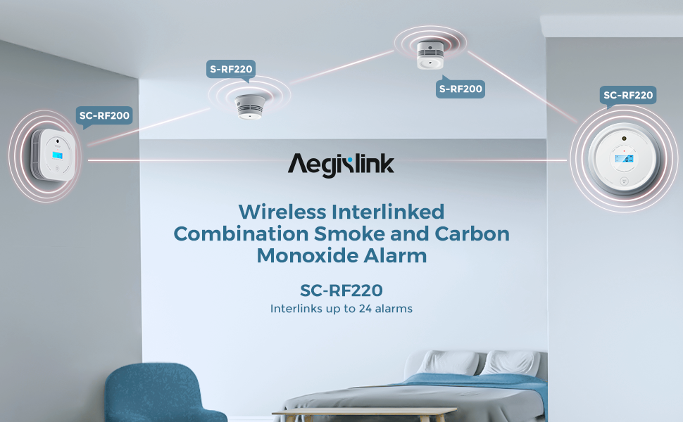 Smoke Carbon Monoxide Detector, AEGISLINK Interlinked