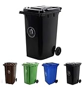 Dawsons Living Black Wheelie Bin - Outdoor Wheel Bin for Trash and Rubbish - Rubber Wheels - 240L