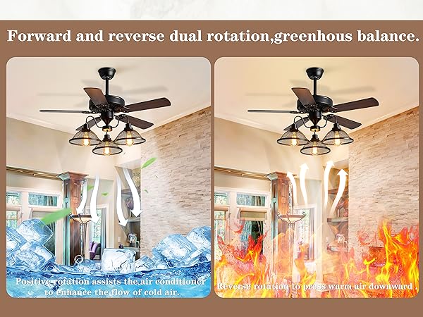 Bagood Rustic Farmhouse Ceiling Fan - 52 Inch, 5 Reversible