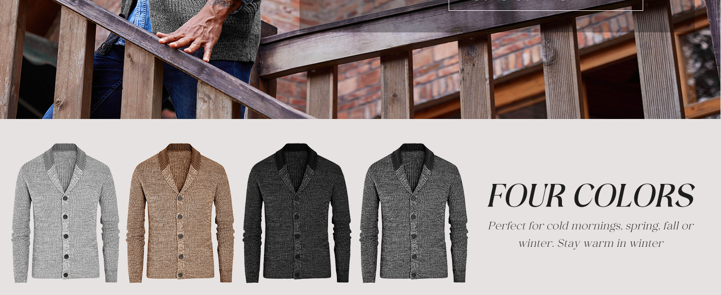 shawl collar cardigan sweater for men