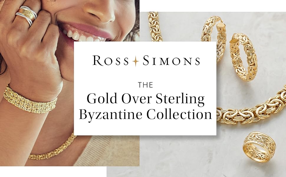 RossSimons 18kt Gold Over Sterling BeadedEdge Byzantine