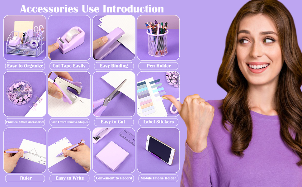 purple office desk accessories