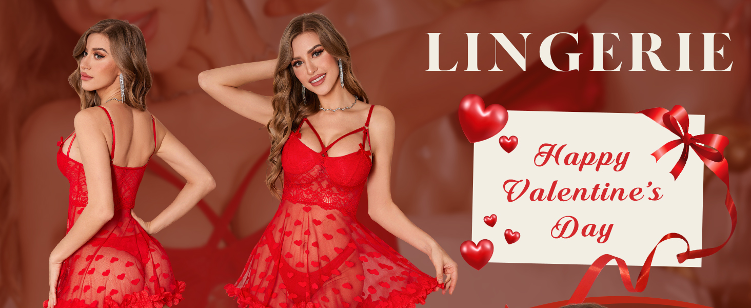 sexy valentine lingerie dress for women