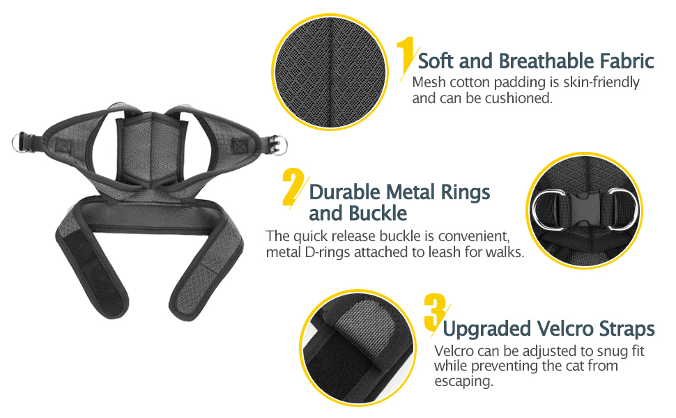 HEYWEAN Escape Proof Cat Kitten Harness with Leash Set for Walking Soft