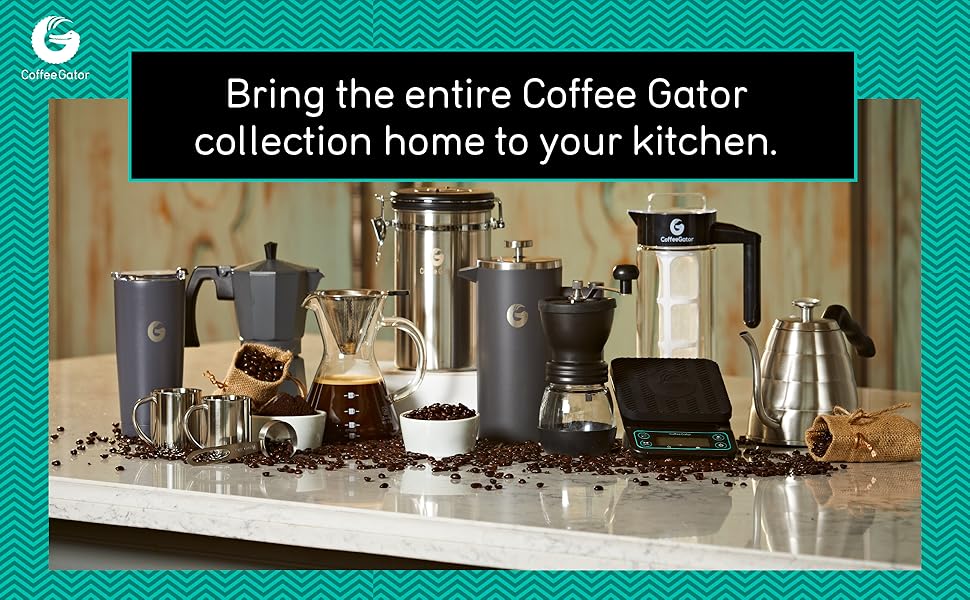 Coffee Gator Hand Coffee Bean Grinder Mill For Espresso, Adjustable Bean Settings