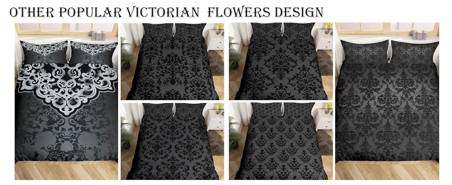 Erosebridal Gothic Bedding Sets Adults Black Damask Duvet Cover Set