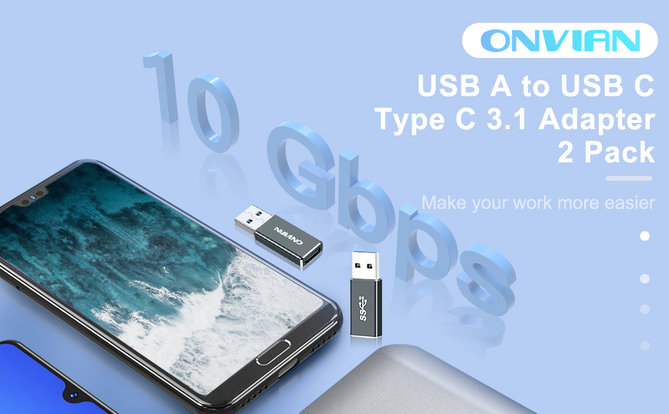 Onvian USB C to USB A Adapter, 10Gbps USB C Female to USB