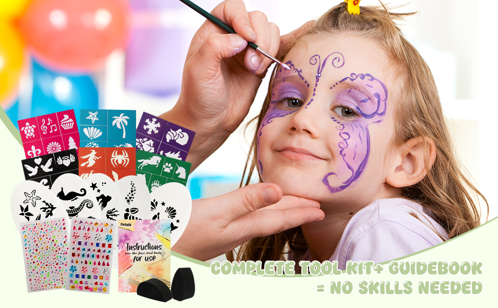 face painting kit with stencils for kids