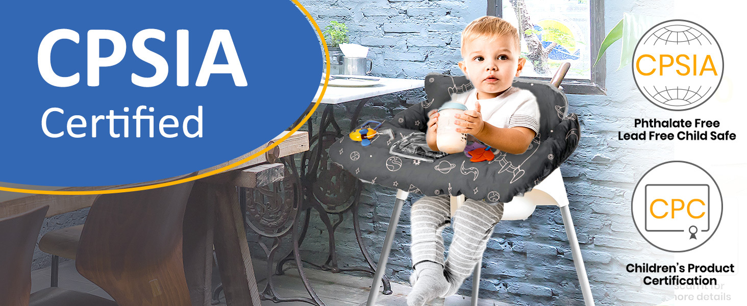 high chair cover and grocery supermarket cart cover for babies cpsia