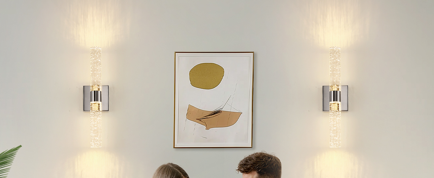 Brushed Nickel  Modern Wall Sconces Set of Two