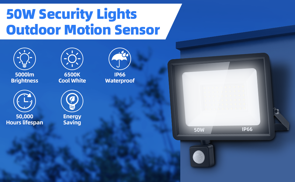 Security Lights Outdoor Motion Sensor, 50W 5000 Lumen Security Light