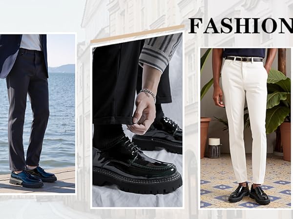 Amazon.com | Men's Patent Platform Leather Classic Oxford