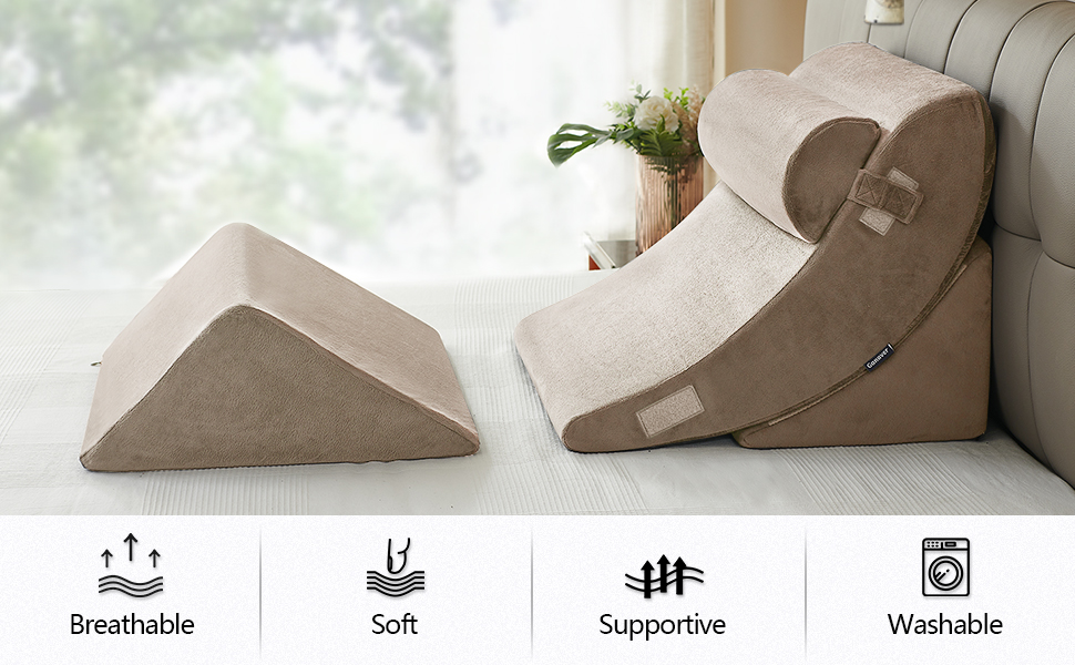 Ganaver 4 Pcs Orthopedic Bed Wedge Pillow Set Post