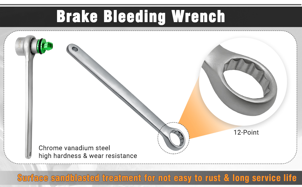 BOVIEER Brake Bleeder Wrench Set, Brake Bleeding Spanner Tool Kit, 7‑12mm 6 Adapter