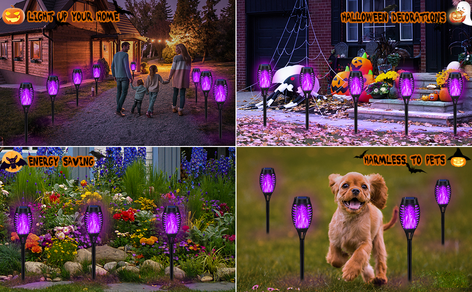 Outdoor Halloween Decorations, 10Pack Purple Halloween Lights Outdoor
