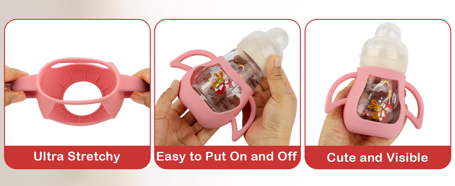 Silicone Sleeves with Handles for Mam Glass Bottle, 2 Pack Anti Breakage Baby Bottle Holder, 5oz