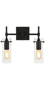 Black 2-Light Glass Vanity Lights