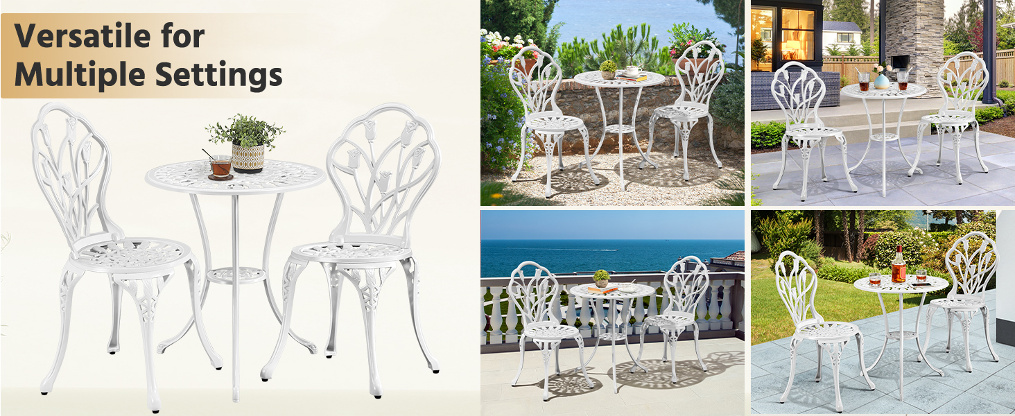 Outdoor Furniture Antique Aluminium Bistro Dining Set