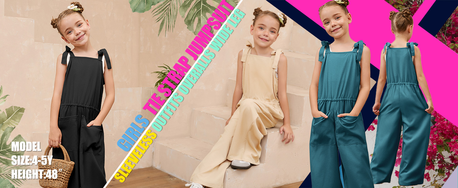 Mirawise Girls Romper Tie Strap Jumpsuit