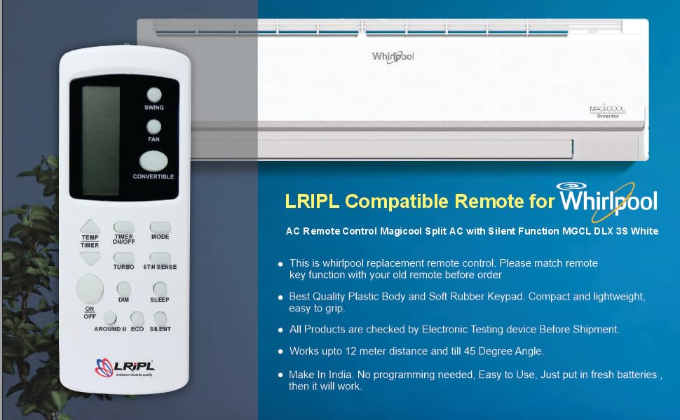 LRIPL Compatible Remote for Whirlpool AC Remote Control Magicool Split