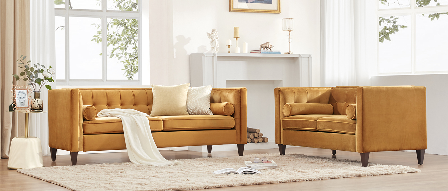 Sofá Dreamsir de terciopelo de 58 pulgadas de ancho