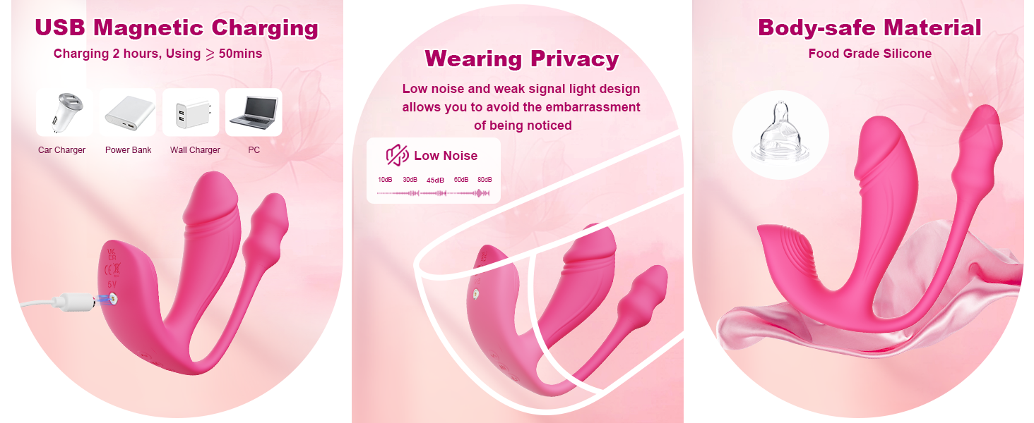 This is an adult toy for couples, made of food-grade silicone, low noise, magnetic charging