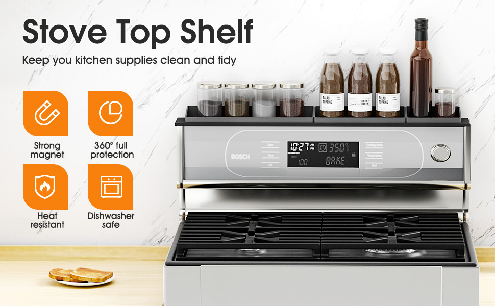 Widitn Stove Top Shelf 20"/24"/30" Silicone Shelf for Kitchen Stove 3