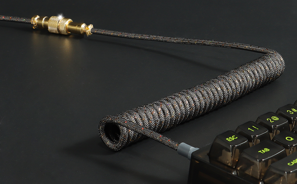 MAMBASNAKE C03 Coiled USB C Cable for Gaming Keyboard, Starlight