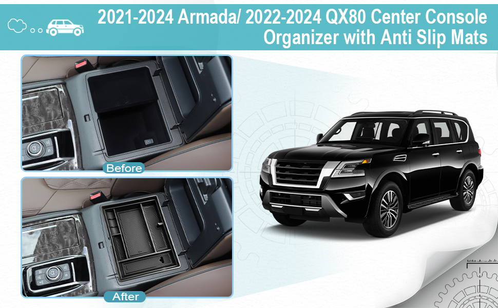 CDEFG Armada QX80 Center Console Organizer Tray for 2021