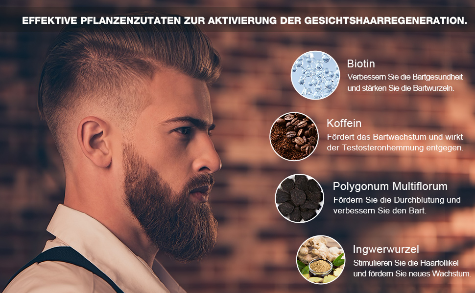 Bartwachstum Öl, Bartöl Biotin Bartwachstum Serum für Männer Vatertag stimulieren Bartwachstum ...