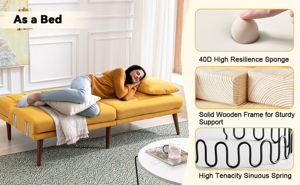 Vicluke Convertible Futon Sofa Bed, Modern Linen SplitBack Folding Sleeper Sofa