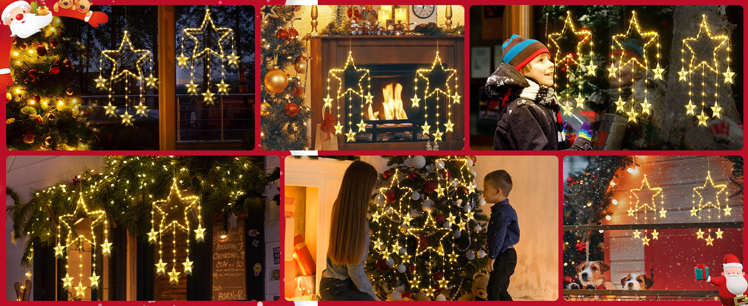 Quntis LED Christmas Window Star Lights 2Pack Dreamy Catch Star