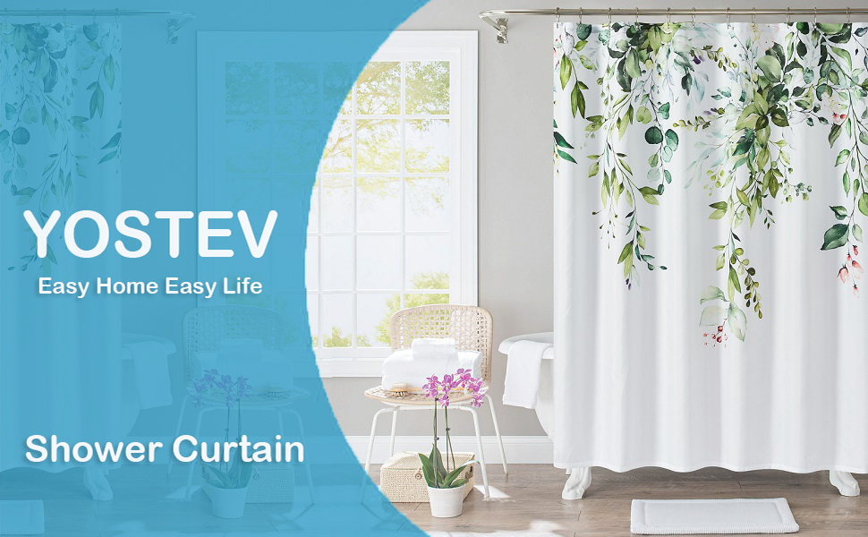 YOSTEV Sage Green Shower Curtains for Bathroom, Watercolor