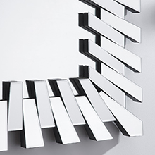 Close up detail of Starburst large rectangular wall mirror and frame