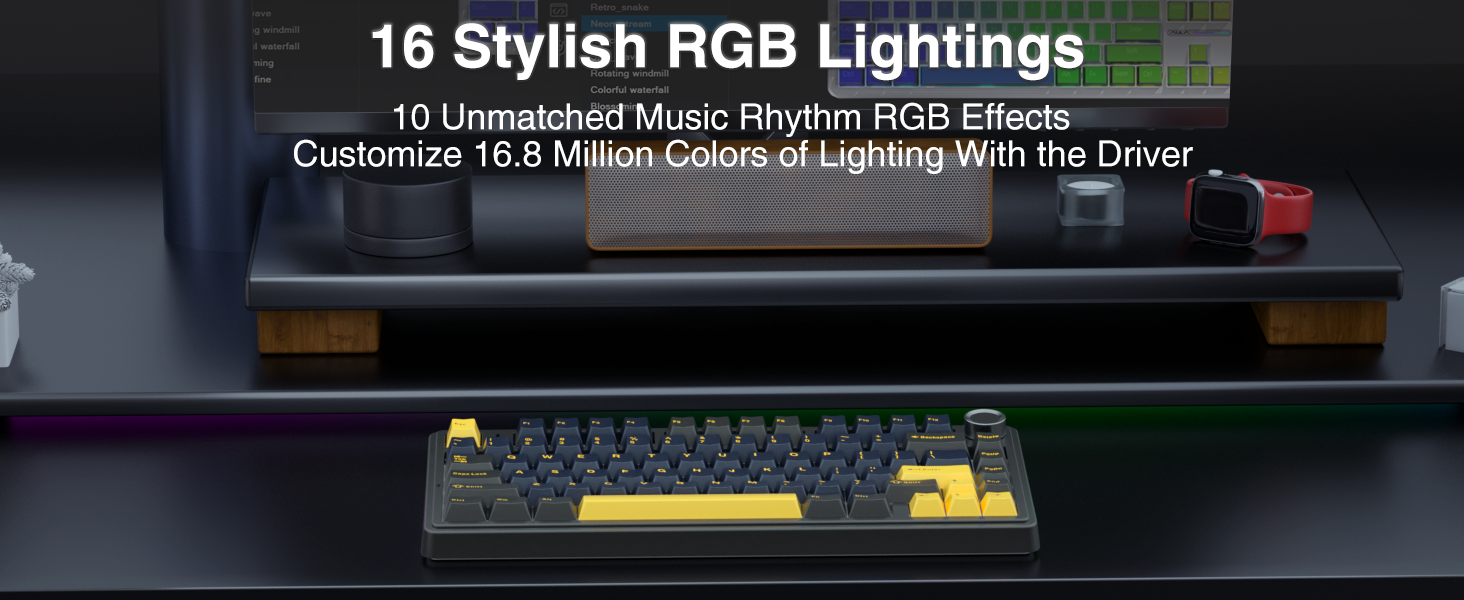 mechanical wireless custom keyboard hot swappable rgb backlit keyboard bluetooth gaming keyboard