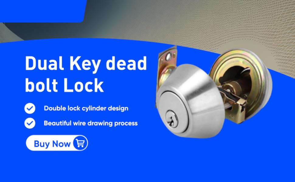 Double Cylinder Deadbolt Double keyed Deadbolt Lock,Keyed on Both Sides, 2Way Adjustable