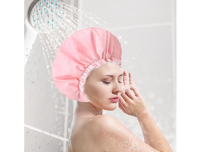 Terry Lined Shower Caps - Pink