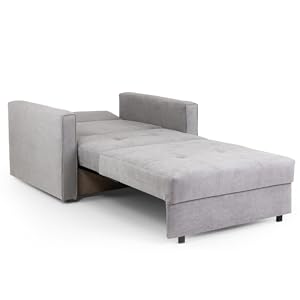 Honeypot - Viva - Small Pull Out Single Sofa Bed - Convertible Sleeper Foldable Lounger Armchair - Fabric (Armchair Sofabed, Grey) 13 viva