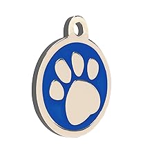 design round paw blue pet id tag