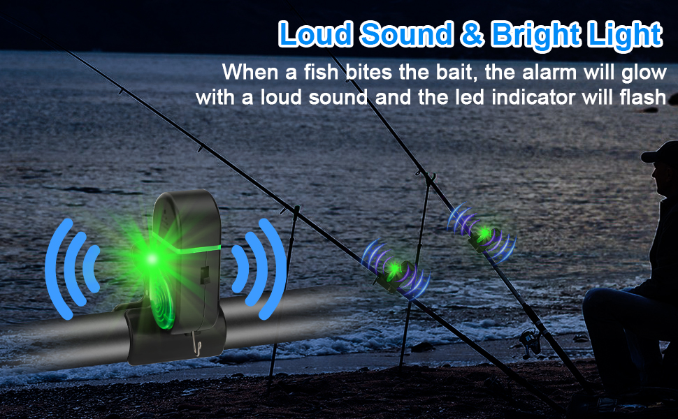 TSV 4 PCS Fishing Bite Alarm, Sensitive Electronic Fishing