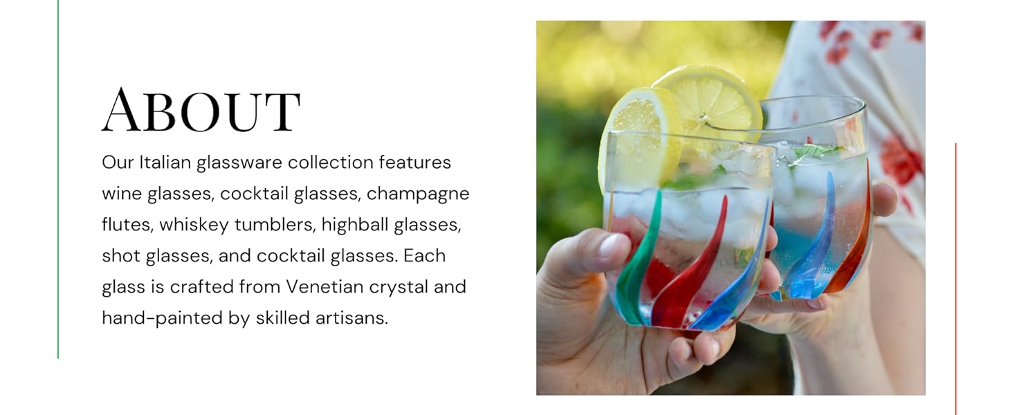 hand blown italian crystal whiskey bourbon cognac glasses handmade in venice italy