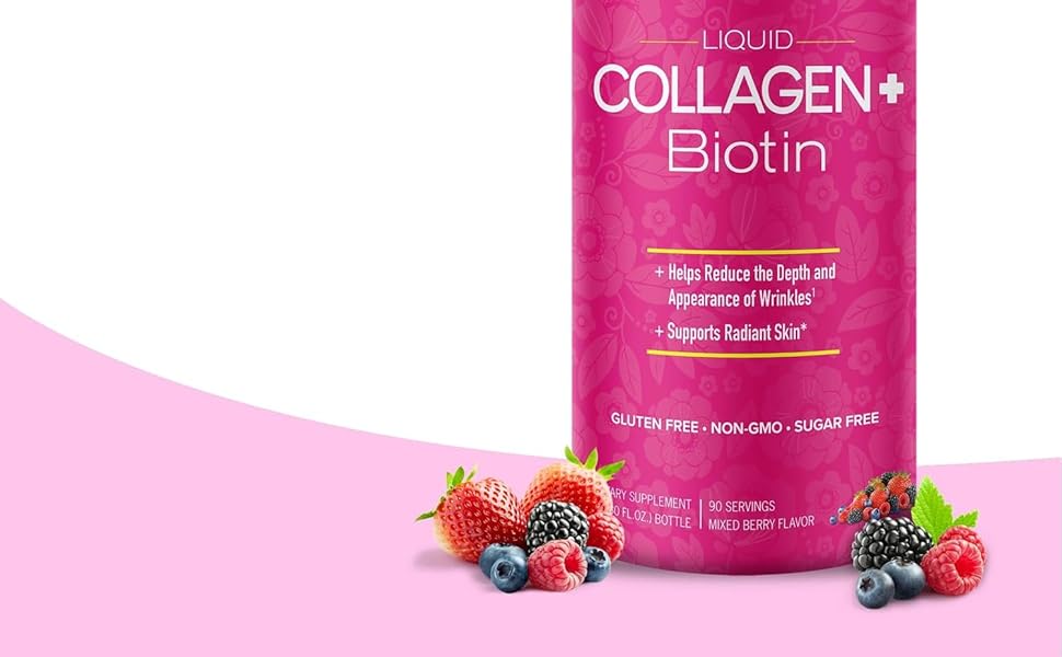 Zena Liquid Collagen,Biotin, 2500mg Collagen, 5000mcg