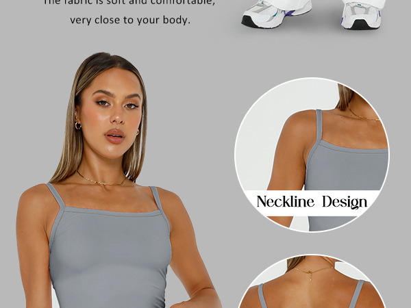 Trendy Queen Womens Spaghetti Strap Tank Tops Adjustable