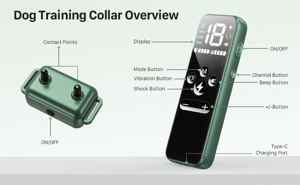 Vsezund Dog Shock Collar for 2 Dogs, Rechargeable Dog Training Collar with Vibration