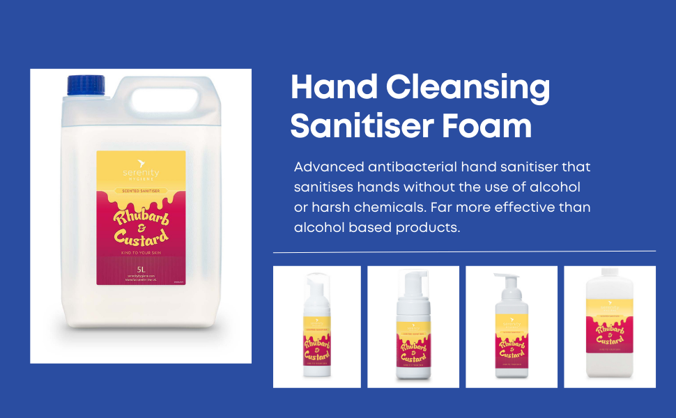 Rhubarb and custard sanitiser foam alcohol free hand sanitiser for kids